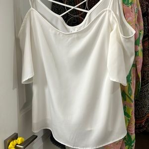 BP white open shoulder blouse